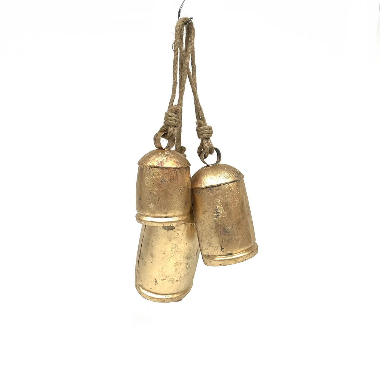 Rustic Cow Bells on Rope Set of 3 - 3, 4, 5 Tall - Paykoc Imports, Inc.