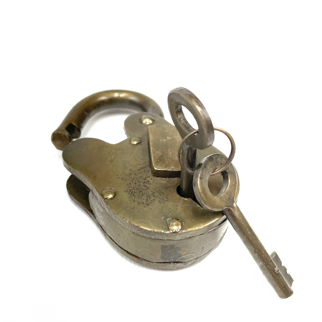 Old Metal Lock and Keys 4"x 3" Working Antique Replica Paykoc