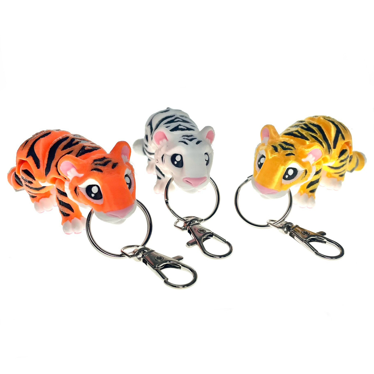 3D Printed Multicolored Tiger Key Chain 1 Count Assorted Colors