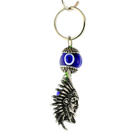 Evil Eye Keychain - Pewter  Indian Chief
