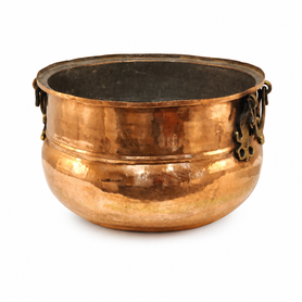 Wide Top Copper Cauldron With Double Handles Large C10235L