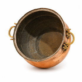 Wide Top Copper Cauldron With Double Handles Large C10235L