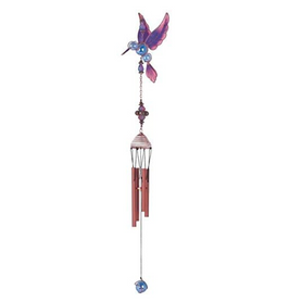 Copper & Gem Hummingbird Chime, Purple 23"L GS99893