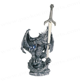 Dragon Figurine With Sword, 5"H GS71328