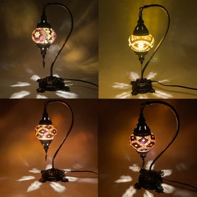 Turkish Mosaic Camel Neck Lamp - 8.5"x16.25" - DB1 - 1 Count Assorted Amber Hue