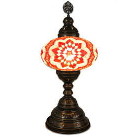 Turkish Mosaic Table Lamp -  9"x22" - MB4 - Red