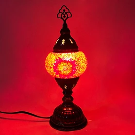 Turkish Mosaic Table Lamp - 4''x11.5" - MB1 - 1 Count Assorted Red Hue