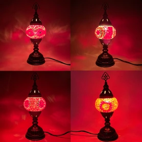 Turkish Mosaic Table Lamp - 4''x11.5" - MB1 - 1 Count Assorted Red Hue