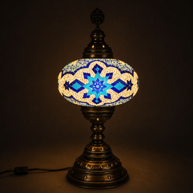 Turkish Mosaic Table Lamp -  9"x22" - MB4 - Turquoise