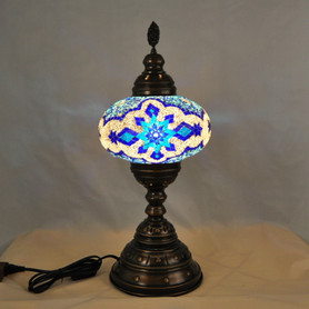 Turkish Mosaic Table Lamp -  9"x22" - MB4 - Turquoise