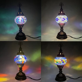 Turkish Mosaic Table Lamp - 4''x11.5" - MB1 - 1 Count Assorted Royal Blue Hue