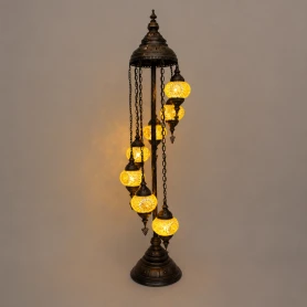 Turkish Mosaic Table Lamp - 7 Bulbs - 16"x58" - Amber