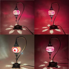 Turkish Mosaic Camel Neck Lamp - 8.5"x16.25" - DB1 - 1 Count Assorted Red Hue