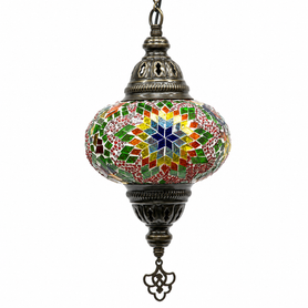 Turkish Mosaic Lantern Hanging Single Chain B3S - 6"x24" - B3S