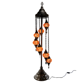 Turkish Mosaic Table Lamp - 7 Bulbs - 16"x58" - Orange