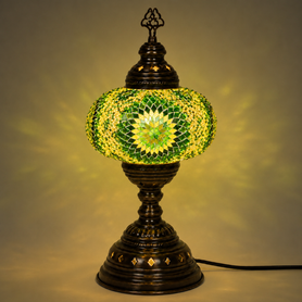 Turkish Mosaic Table Lamp -  9"x22" - MB4 - Green