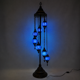 Turkish Mosaic Table Lamp - 7 Bulbs - 16"x58" - Royal Blue