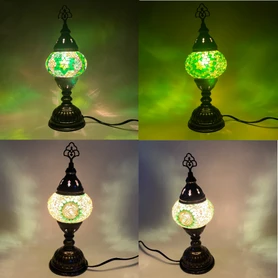 Turkish Mosaic Table Lamp - 4''x11.5" - MB1 - 1 Count Assorted Green Hue