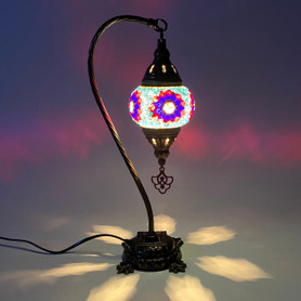 Turkish Mosaic Camel Neck Lamp - 8.5"x16.25" - DB1 - 1 Count Assorted Turquoise Hue