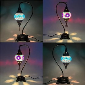 Turkish Mosaic Camel Neck Lamp - 8.5"x16.25" - DB1 - 1 Count Assorted Turquoise Hue