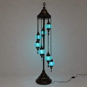 Turkish Mosaic Table Lamp - 7 Bulbs - 16"x58" - Turquoise