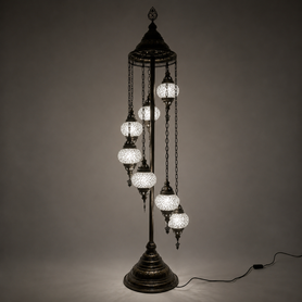 Turkish Mosaic Table Lamp - 7 Bulbs - 16"x58" - White