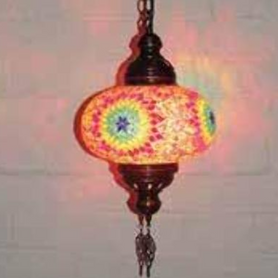 Turkish Mosaic Lantern Hanging Single Chain B4S - 9"x28" - B4S