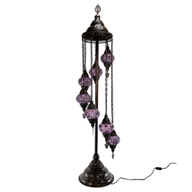 Turkish Mosaic Table Lamp - 7 Bulbs - 16"x58" - Purple