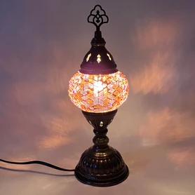 Turkish Mosaic Table Lamp - 4''x11.5" - MB1 - 1 Count Assorted Purple and Pink Hue