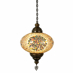 Turkish Mosaic Lantern Hanging Single Chain B5S - 14.5"x33" - B5S