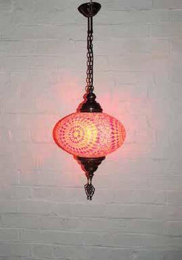 Turkish Mosaic Lantern Hanging Single Chain B5S - 14.5"x33" - B5S