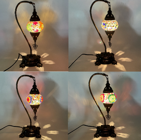 Turkish Mosaic Camel Neck Lamp - 8.5"x16.25" - DB1 - 1 Count Assorted Rainbow Hue