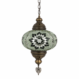 Turkish Mosaic Lantern Hanging Single Chain B4S - 9"x28" - B4S - Green