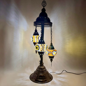 Turkish Mosaic Table Lamp - 3 Bulbs - 12"x30" - Amber
