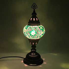 Turkish Mosaic Table Lamp - 5"x13.5" - MB2 - Green