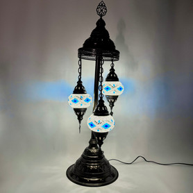 Turkish Mosaic Table Lamp - 3 Bulbs - 12"x30" - Royal Blue