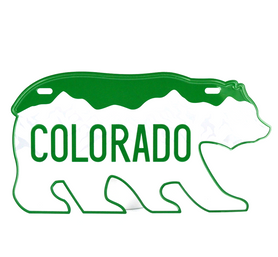 Bear Shaped License Plate w/ Green Mountains