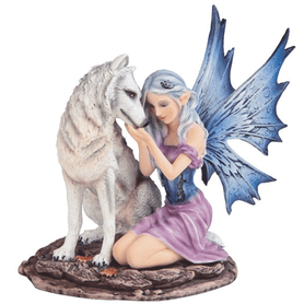 Fairy w/Wht Wolf 6 1/2"H