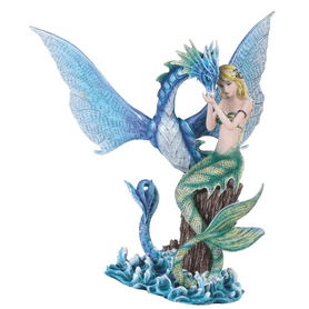 Mermaid /Serpente Gn/Bl 11"H