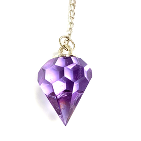 Neutralizing Lilac Cut Crystal Pendulum on Silver Chain .65" x 12" Long