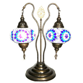 Turkish Mosaic Camel Neck Lamp - 8.75x16.25 - DB2 - Royal Blue