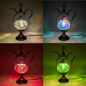 Turkish Mosaic Genie Bottle Table Lamp B1 12"x9"x5" 1 Count Assorted Colors - GENIB1