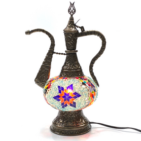 Turkish Mosaic Genie Bottle Table Lamp B1 14"x10"x6" Rainbow - GENIB3