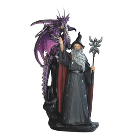 Wizard w/ Purple Dragon, 11" H