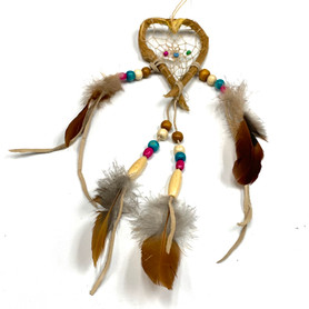 Small Beaded Twig Heart Dream Catcher 2" X 10" +- Small Beaded Twig Heart Dream Catcher 2" X 10" +-