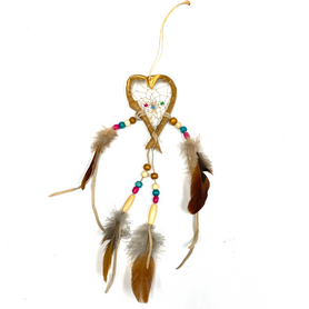 Small Beaded Twig Heart Dream Catcher 2" X 10" +- Small Beaded Twig Heart Dream Catcher 2" X 10" +-