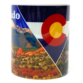 Aspen Maroon Bells and Garden of the Gods Colorado Flag Coffee Mug