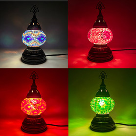 Turkish Mosaic Short and Squat Table Lamp Night Light - MB1 Squat Assorted Colors