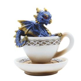 Cute Baby Dragon in Chine Tea Cup Blue  4 1/2"H