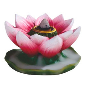 Pink Spring Lotus Back Flow Cone Incense Burner 3"W